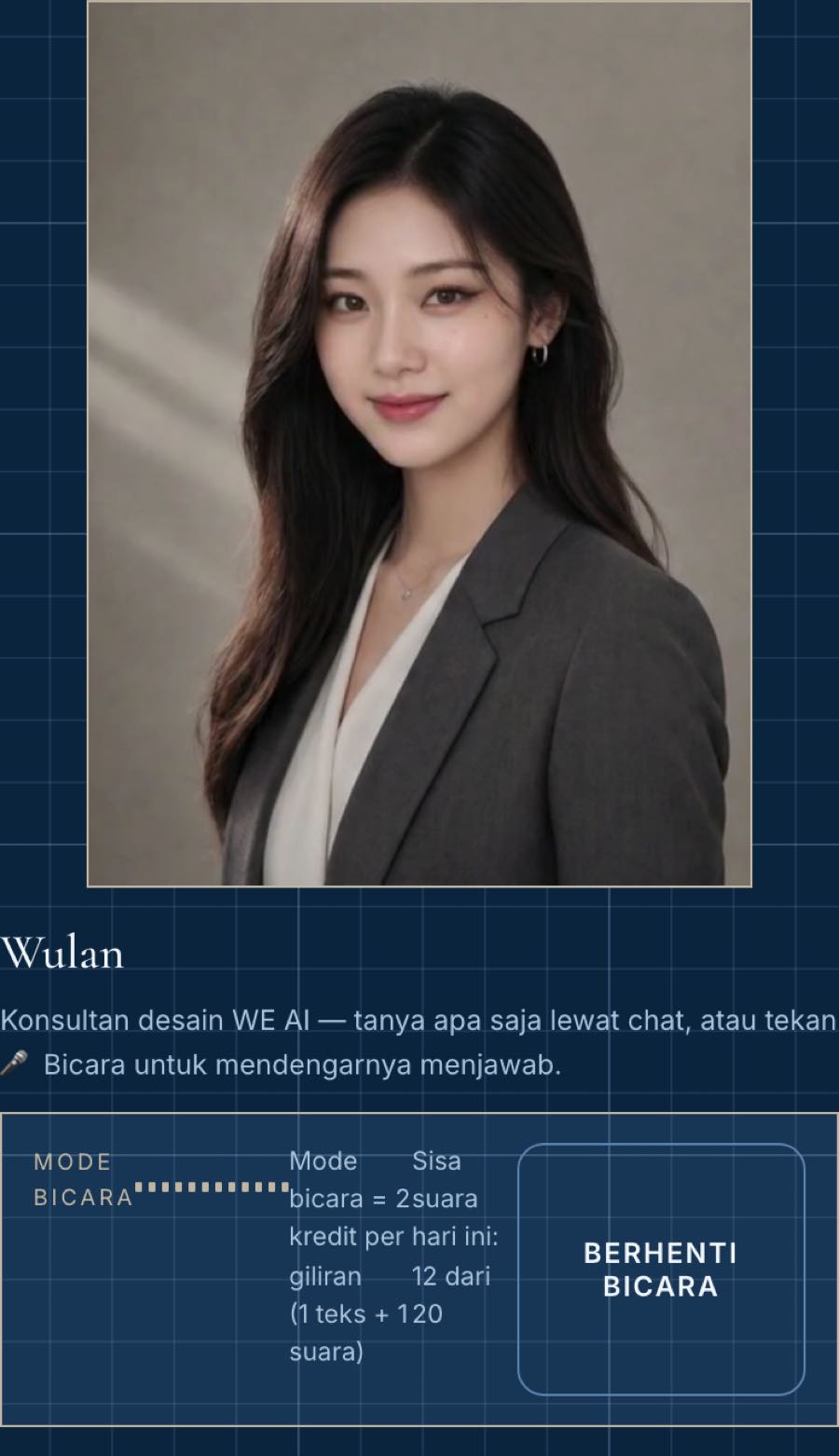 Sisa jatah suara di panel Mode Bicara