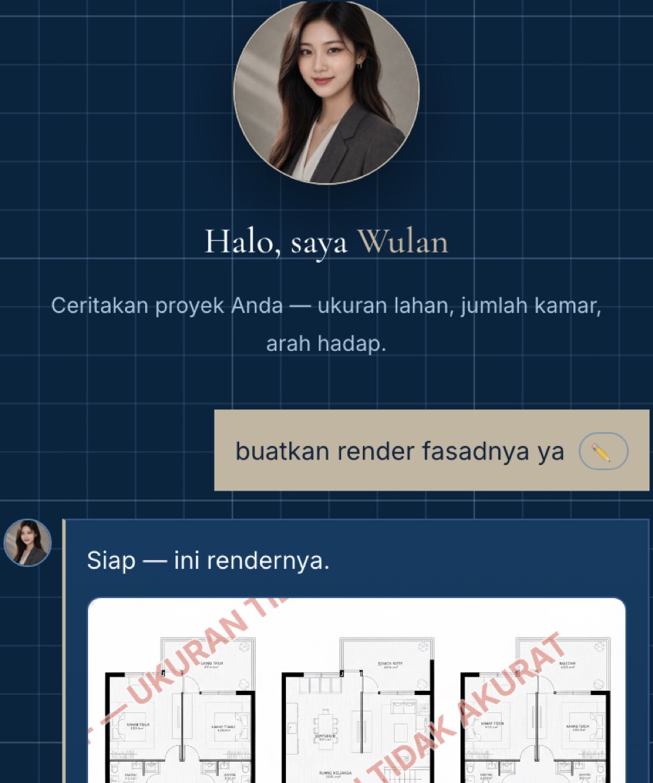 render muncul di dalam chat + tombol konfirmasi versi