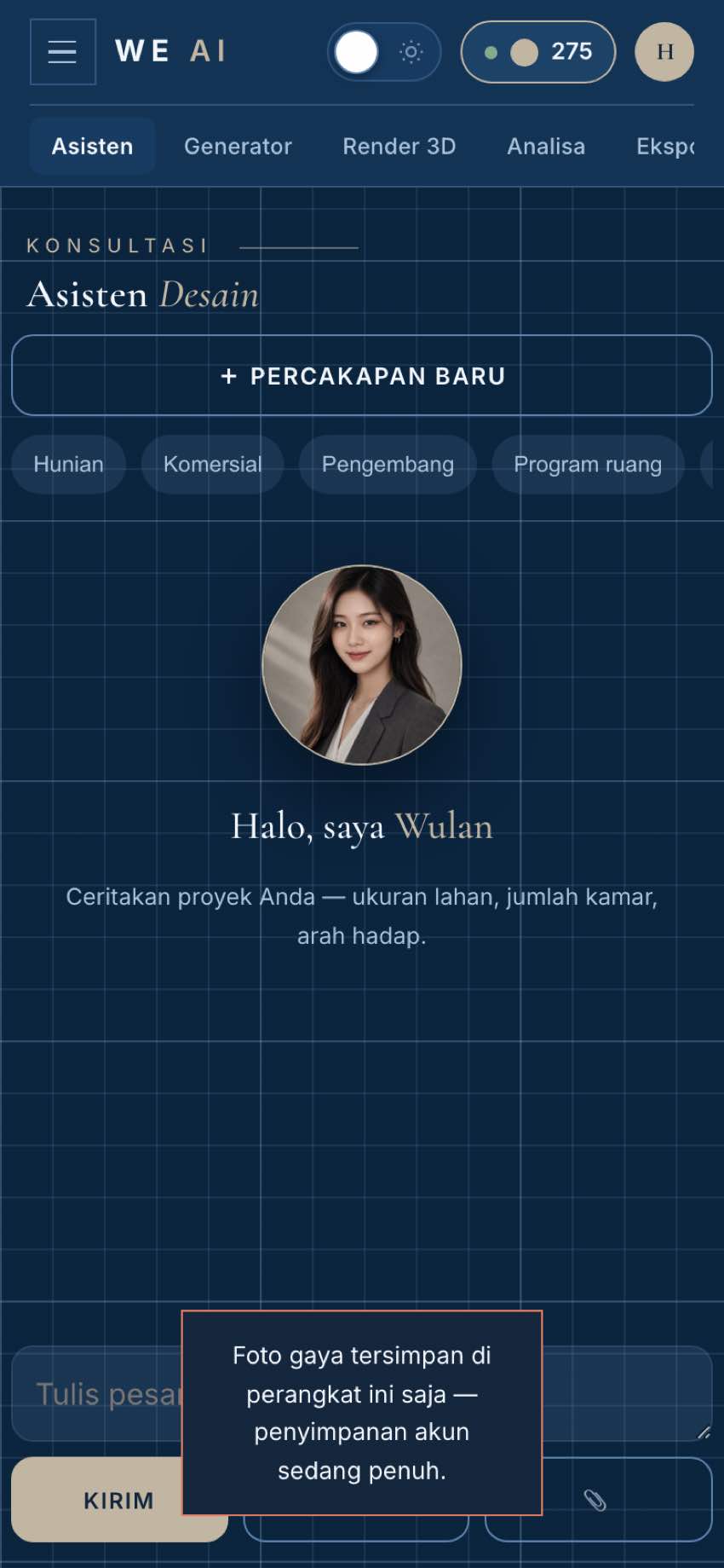 pesan "tersimpan di perangkat ini saja" saat foto gaya gagal naik